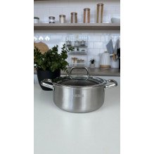 Каструля з кришкою із нержавіючої сталі професійна