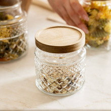  Ємність кругла з дерев'яною кришкою 500мл